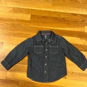 Button down dark wash jean shirt